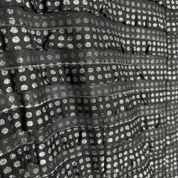 Nanette Lepore Dress‎ Sz 12 Fifi Ruffled Polka Dot Black Gray Shift Sheath - Picture 3 of 9